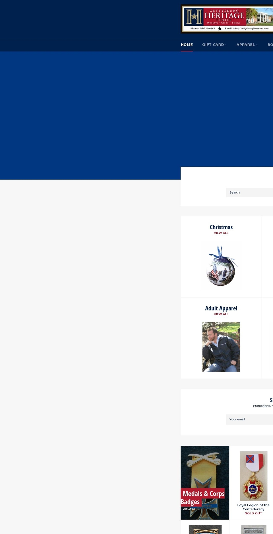 gettysburgmuseumstore.com — Shopify storefront screenshot