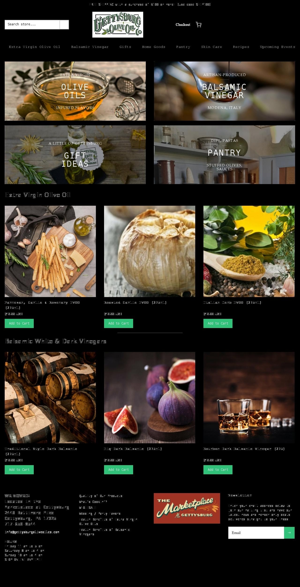 gettysburgoliveoilco.com shopify website screenshot