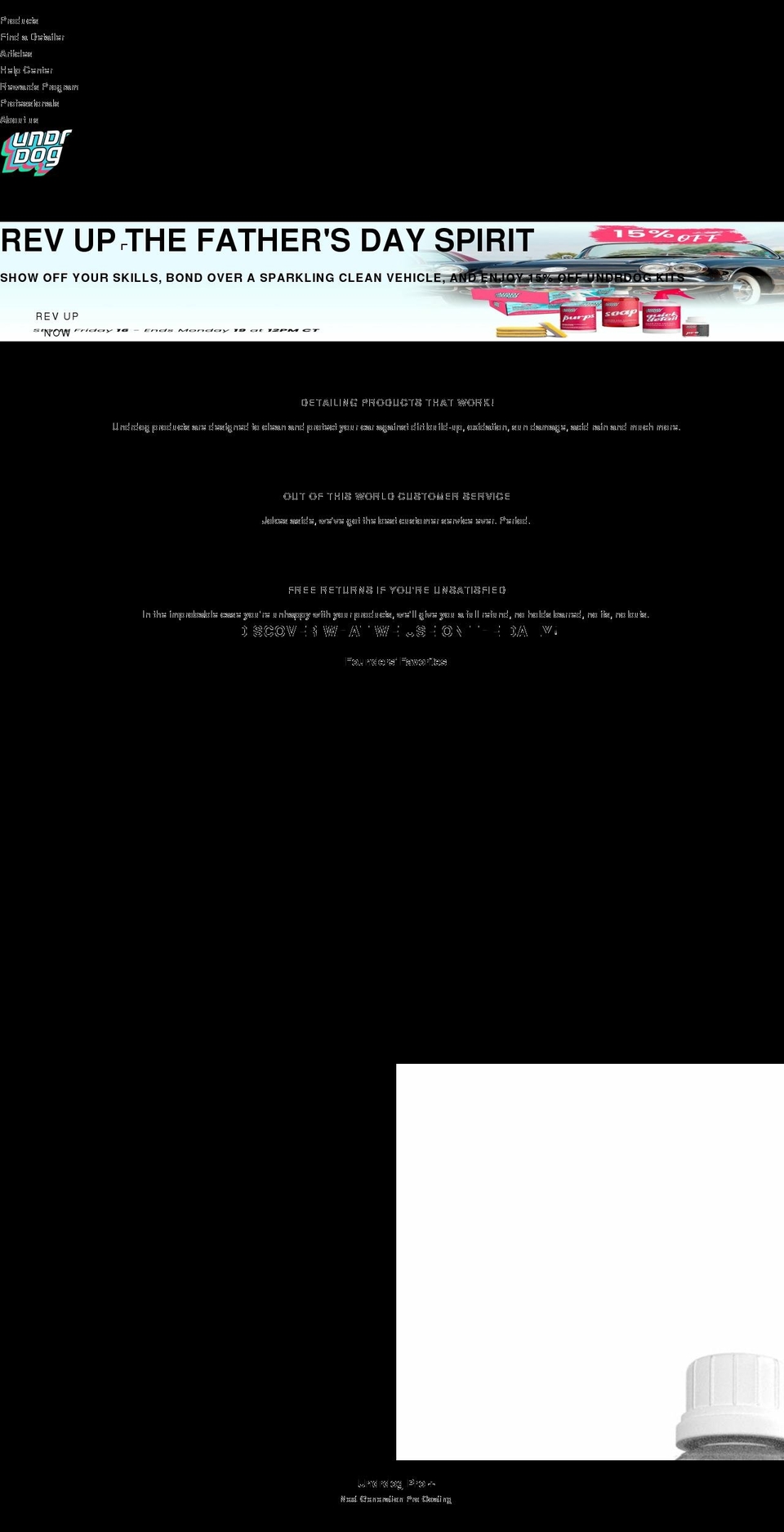 getundrdog.com shopify website screenshot