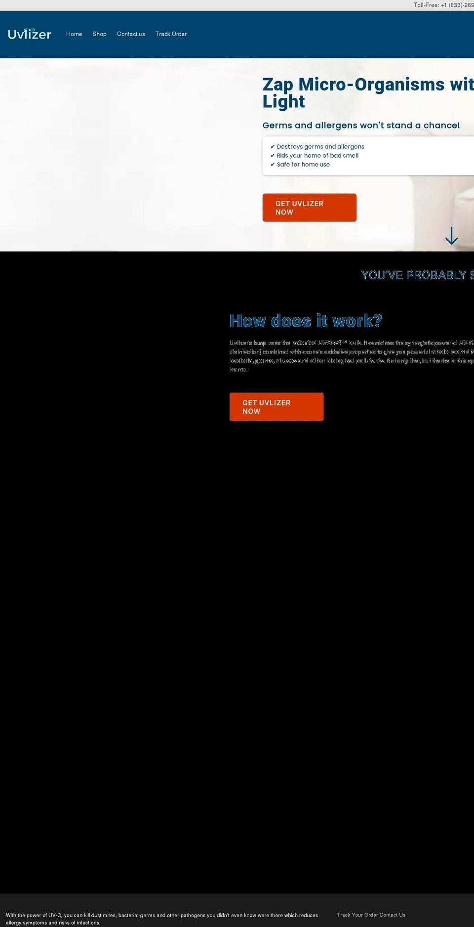 getuvlizer.com shopify website screenshot