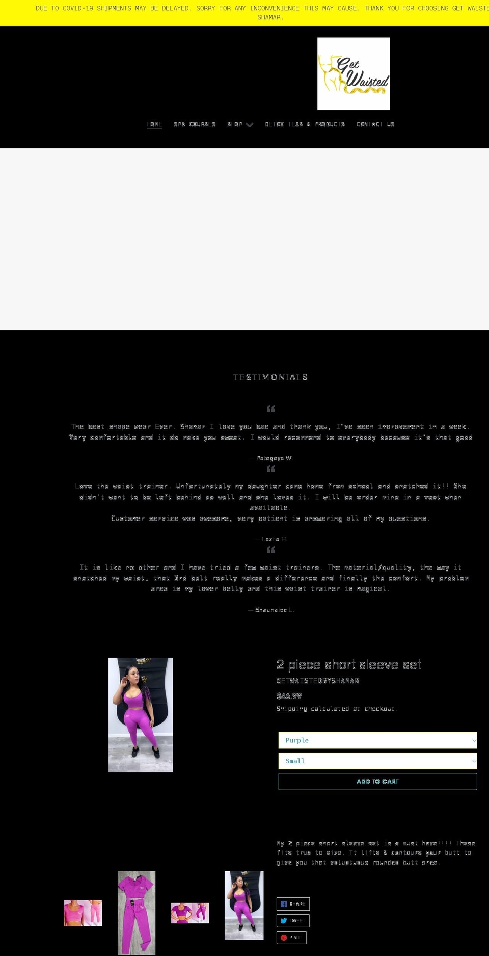 getwaistedbyshamar.com shopify website screenshot