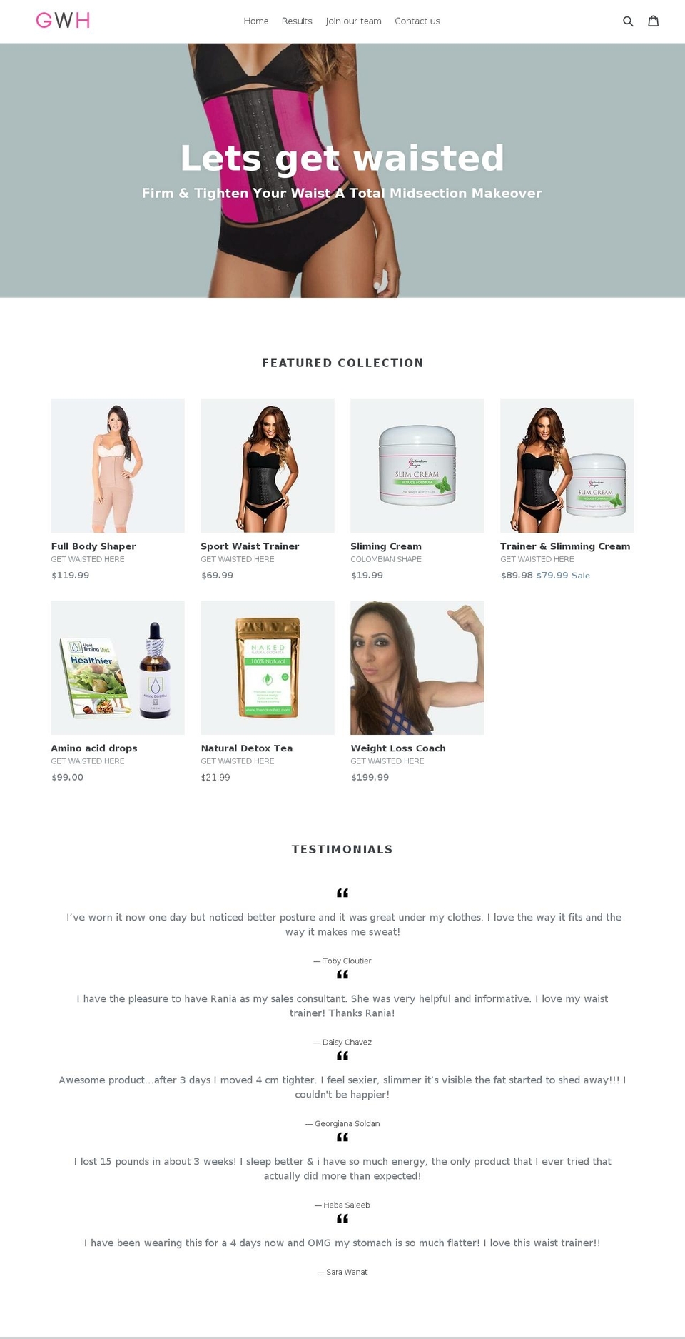 getwaistedhere.com shopify website screenshot