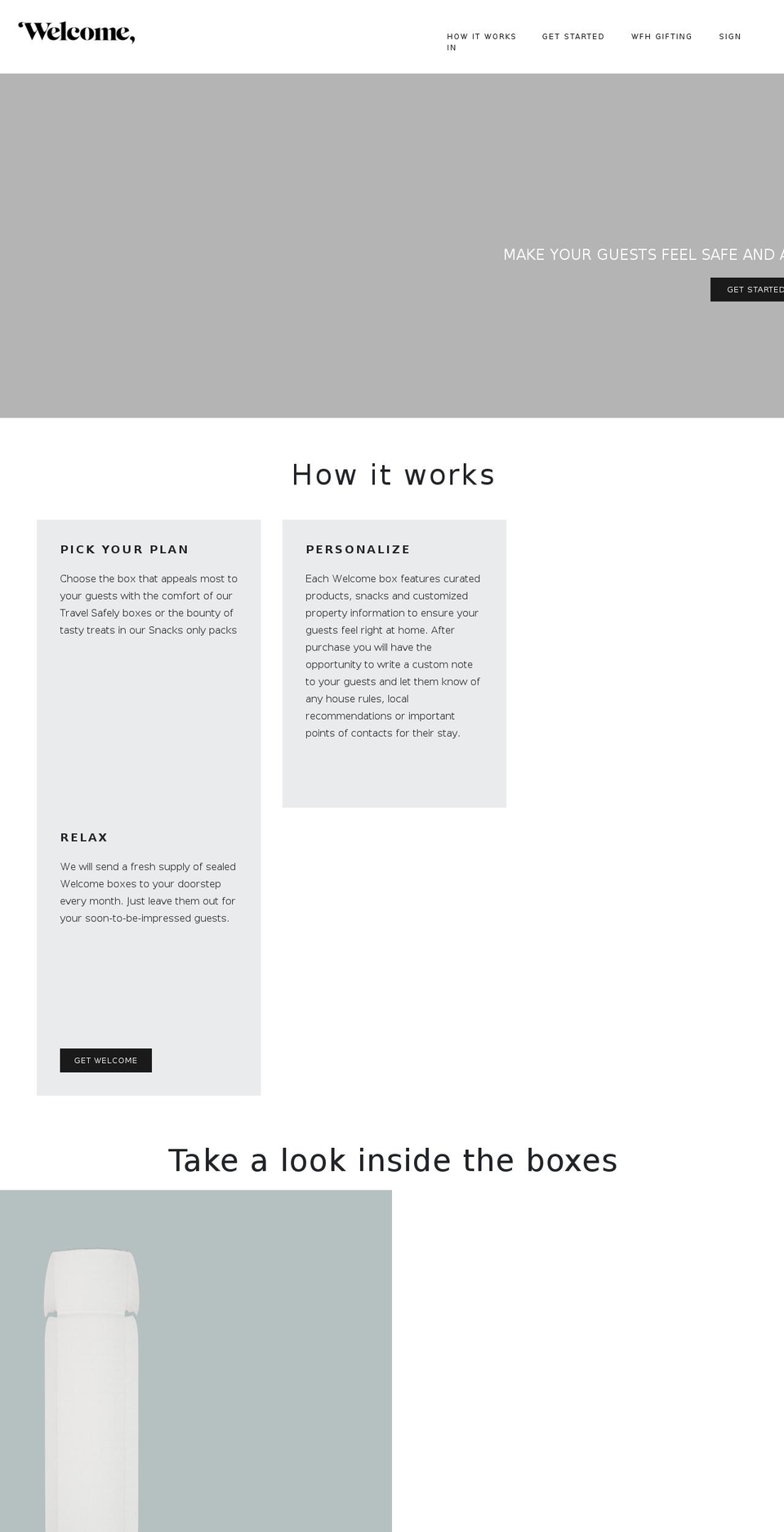 getwelcomebox.com shopify website screenshot