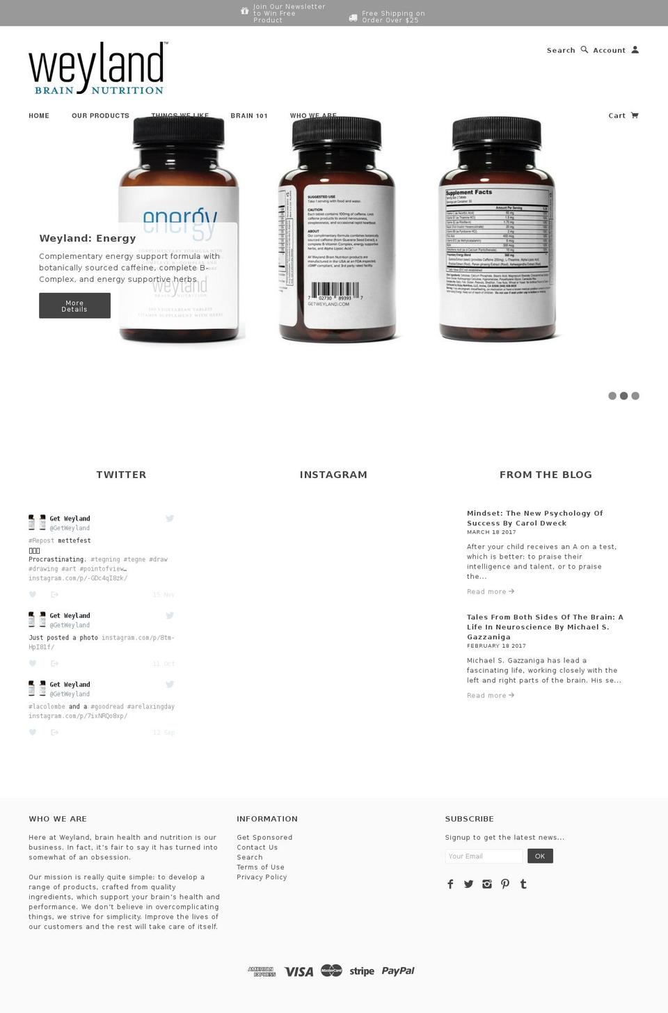 getweyland.com shopify website screenshot