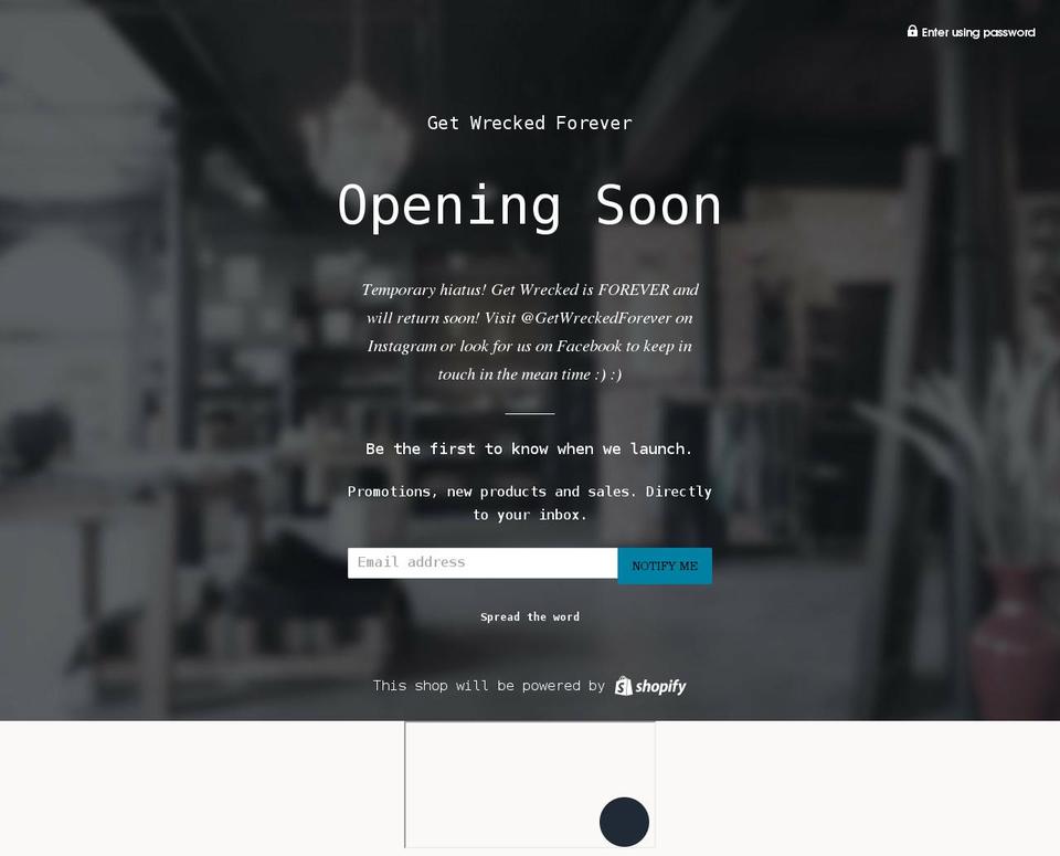 getwreckedforever.com shopify website screenshot
