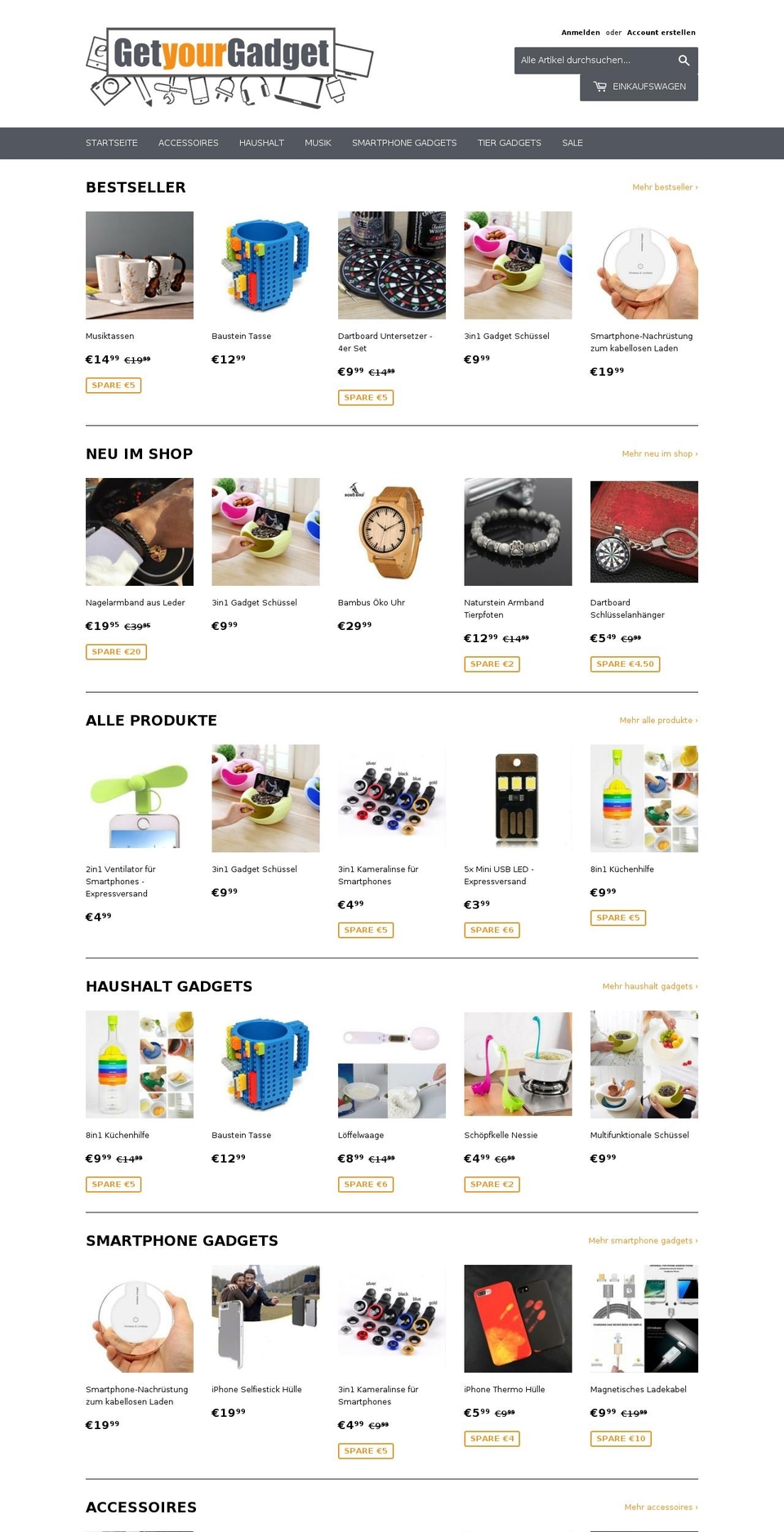 getyourgadget.de shopify website screenshot