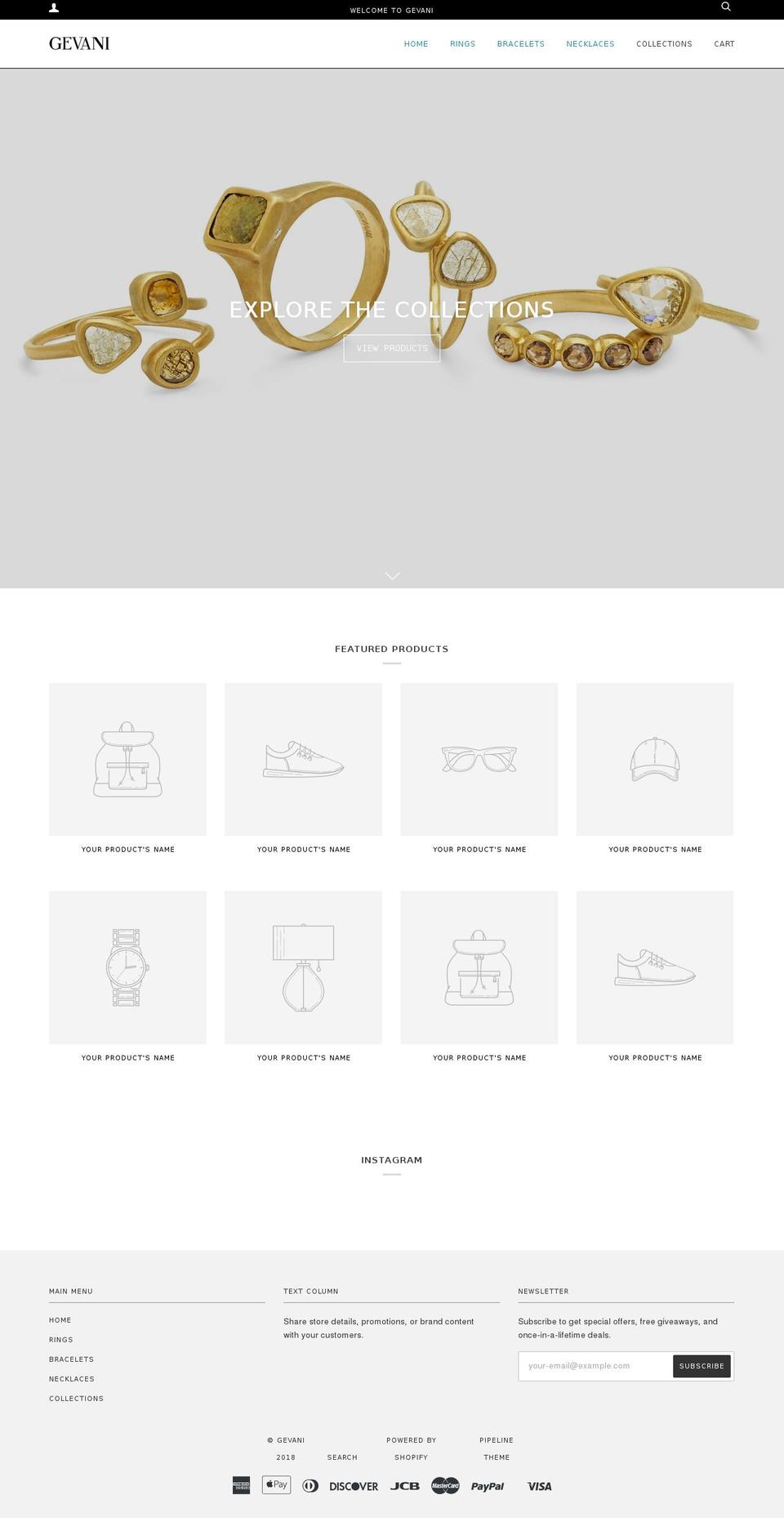 gevanijewelry.com — Shopify storefront screenshot
