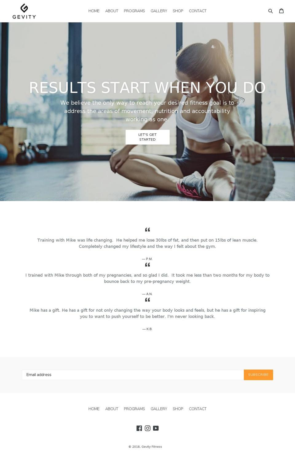 gevityfitness.com — Shopify storefront screenshot