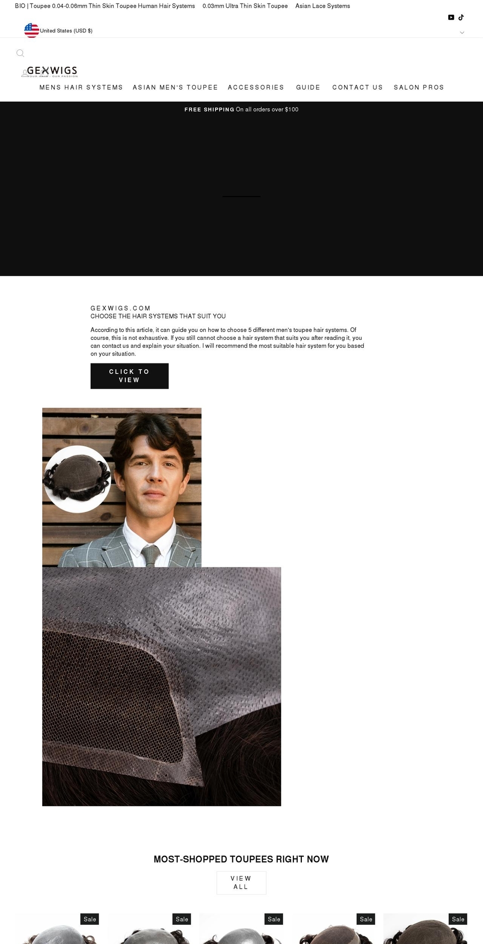 gexwigs.com shopify website screenshot