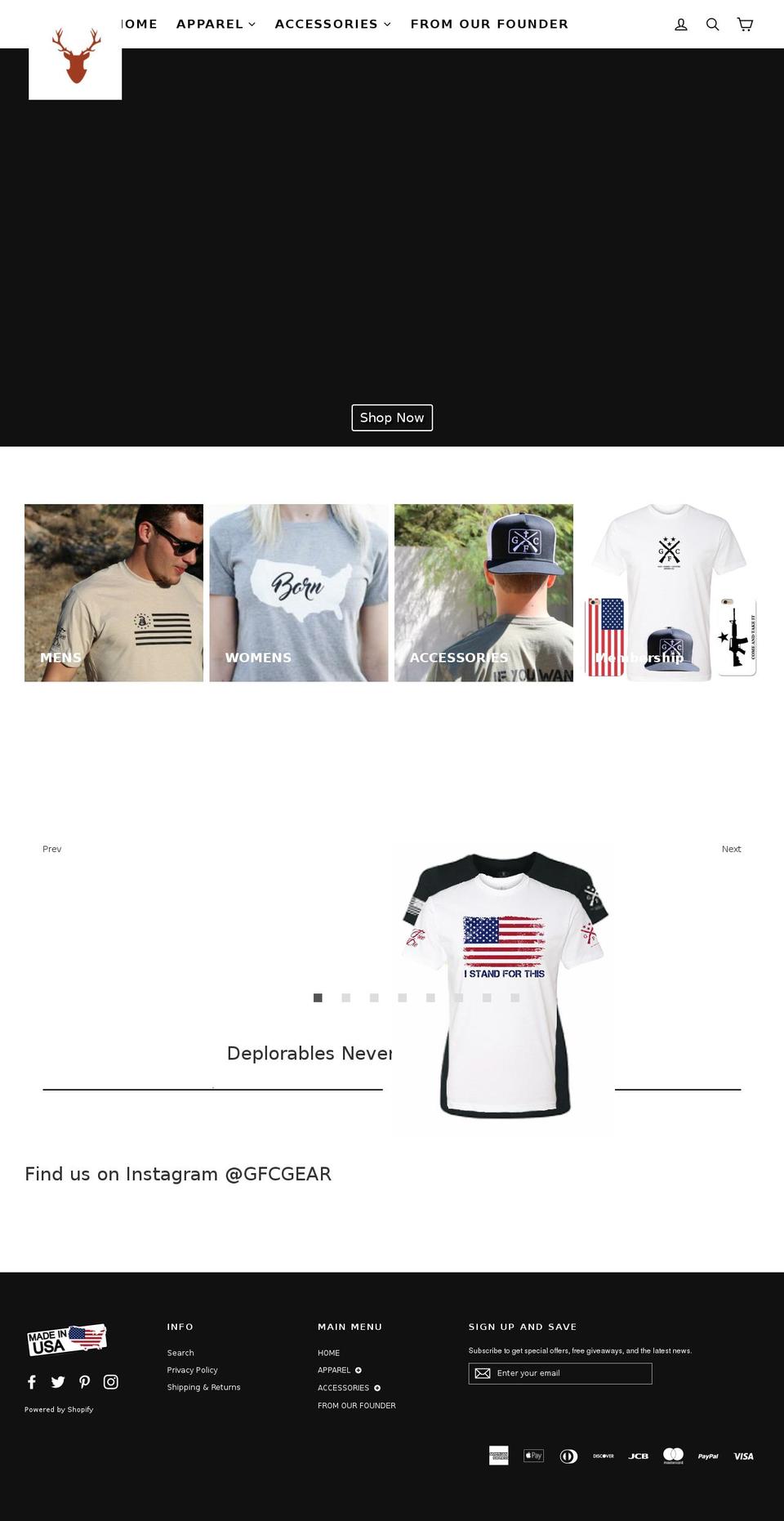 gfcgear.net shopify website screenshot