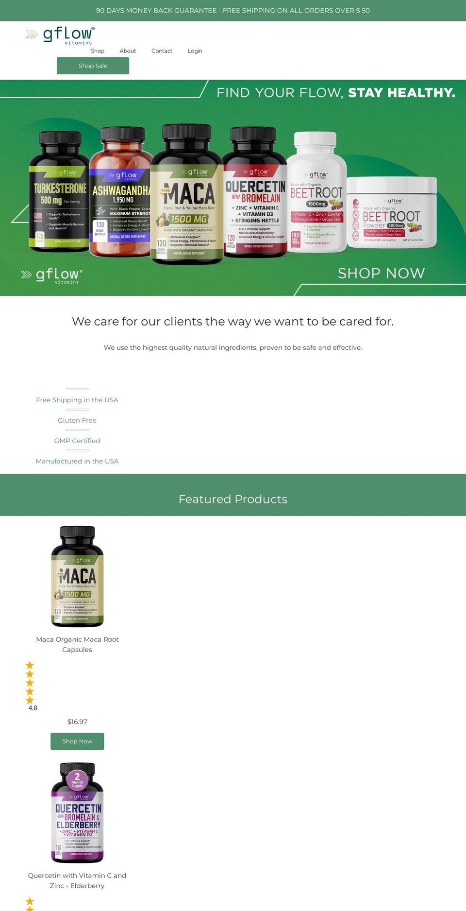 gflowvitamins.com shopify website screenshot