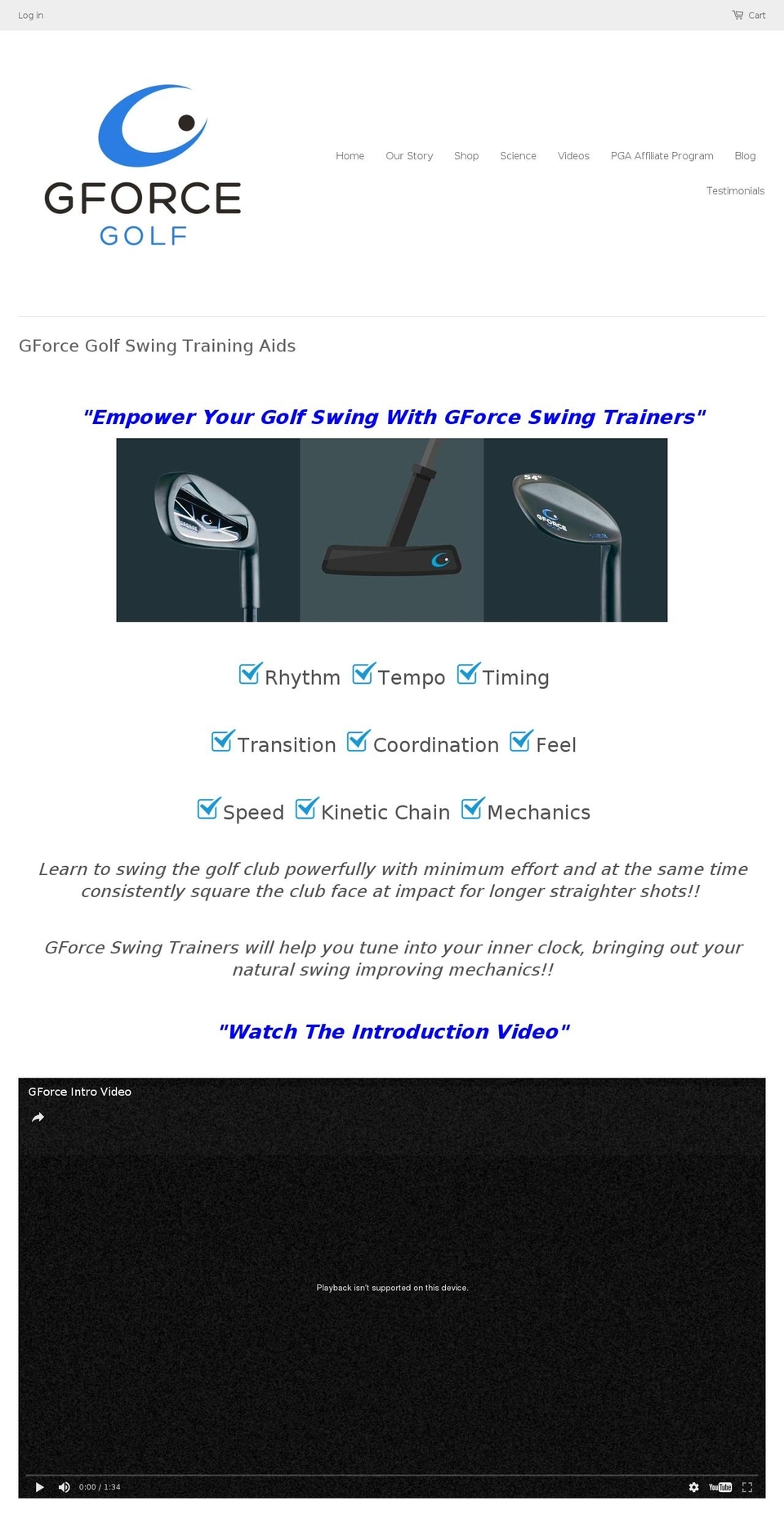 gforcegolf.com shopify website screenshot