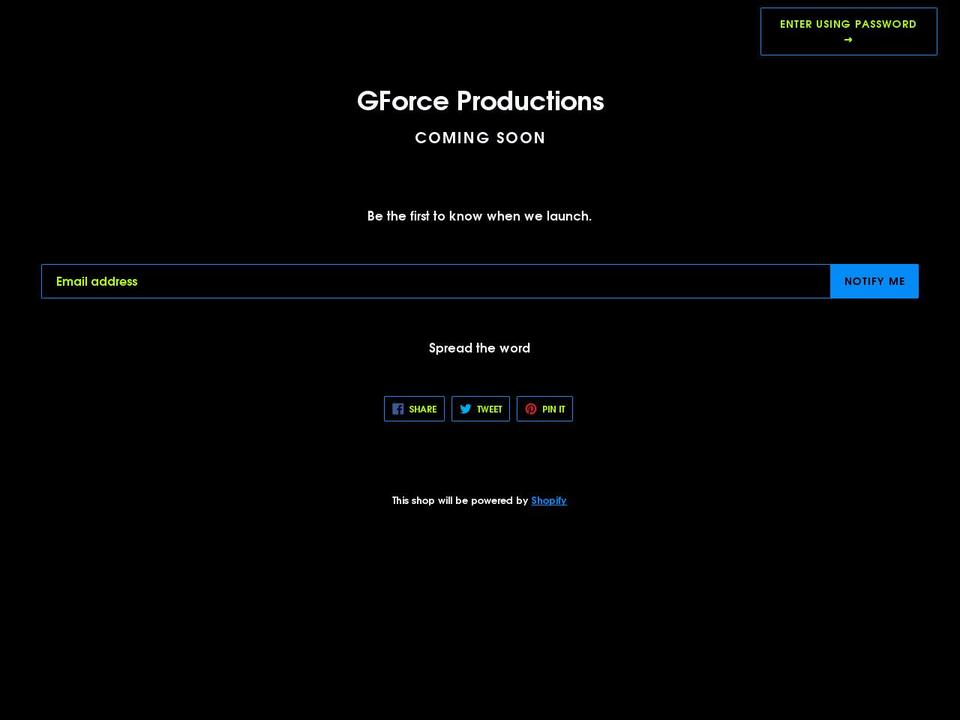 gforceproduction.com shopify website screenshot