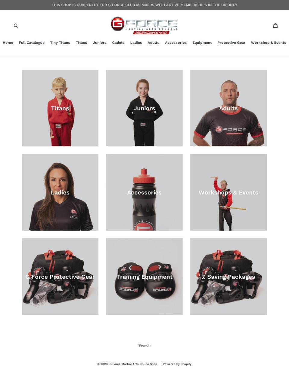 gforceshop.co.uk shopify website screenshot