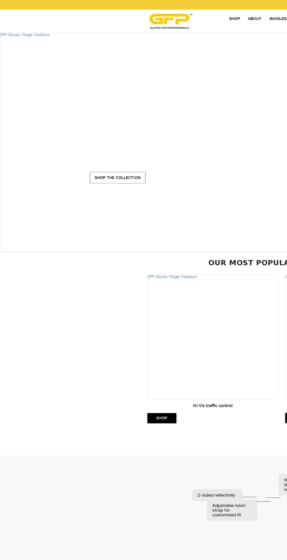 gfpgloves.com shopify website screenshot