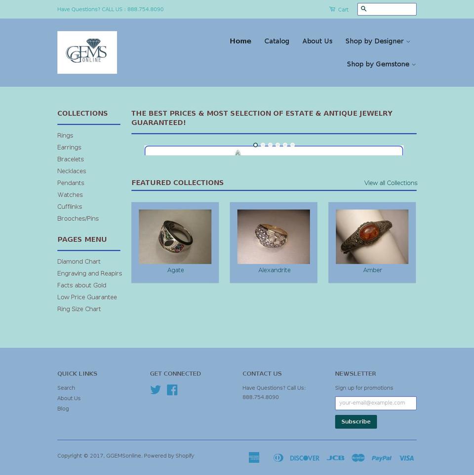 ggemsonline.com shopify website screenshot
