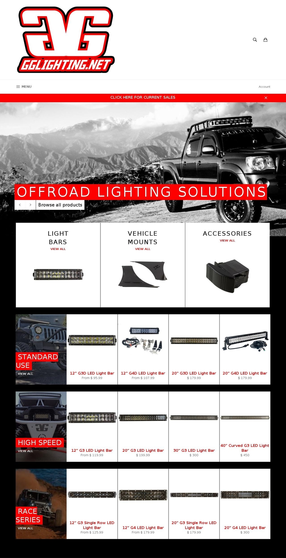 gglights.com shopify website screenshot