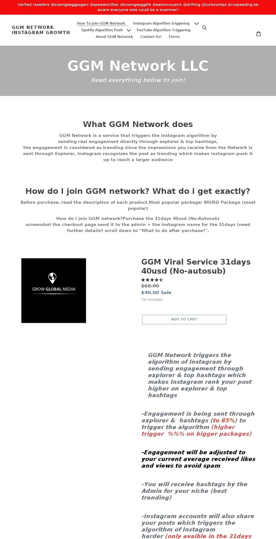 ggmnetwork.com shopify website screenshot
