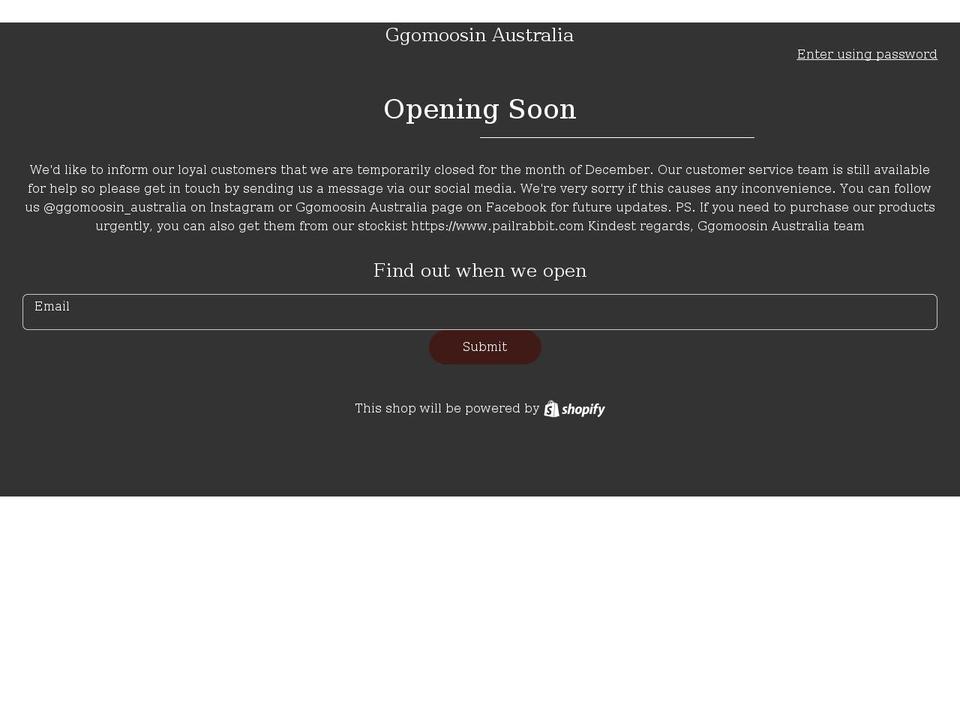 ggomoosin.com.au shopify website screenshot