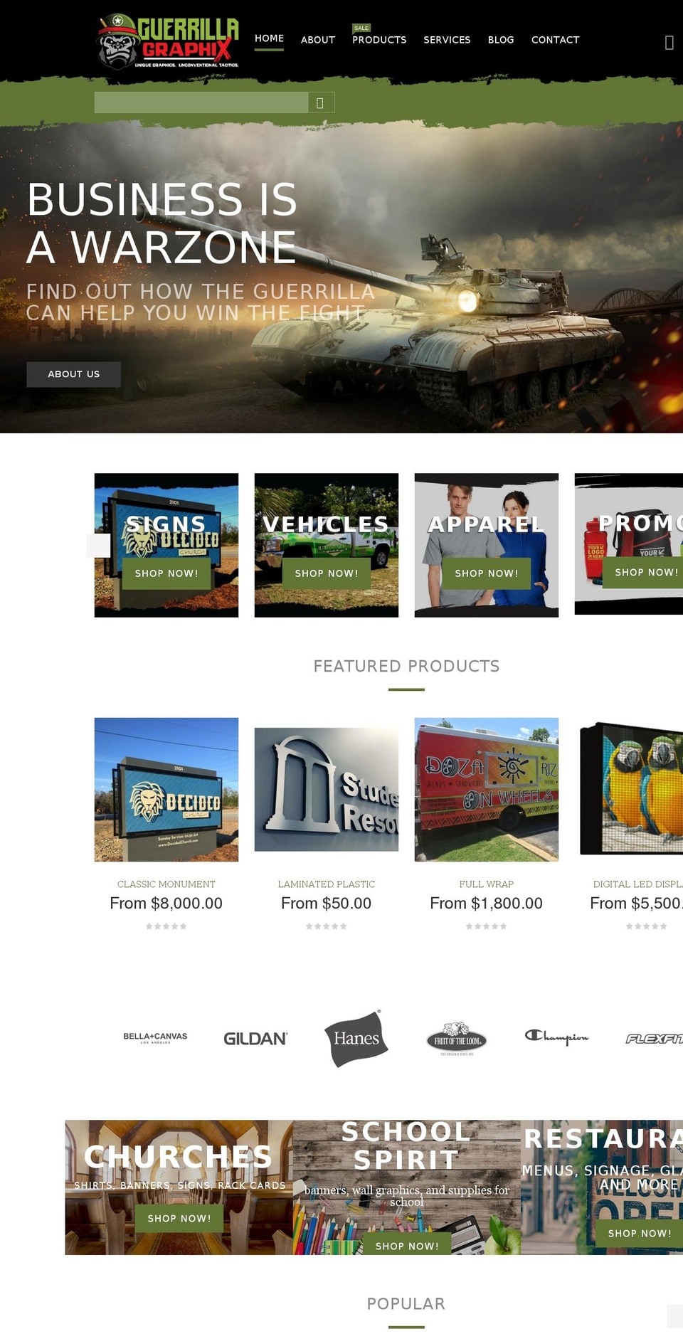 Guerrilla Graphix Shopify theme site example ggraphix.info