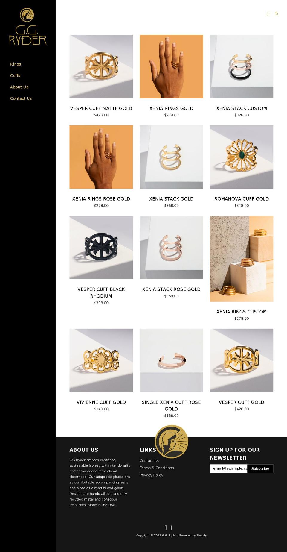 ggryder.com shopify website screenshot