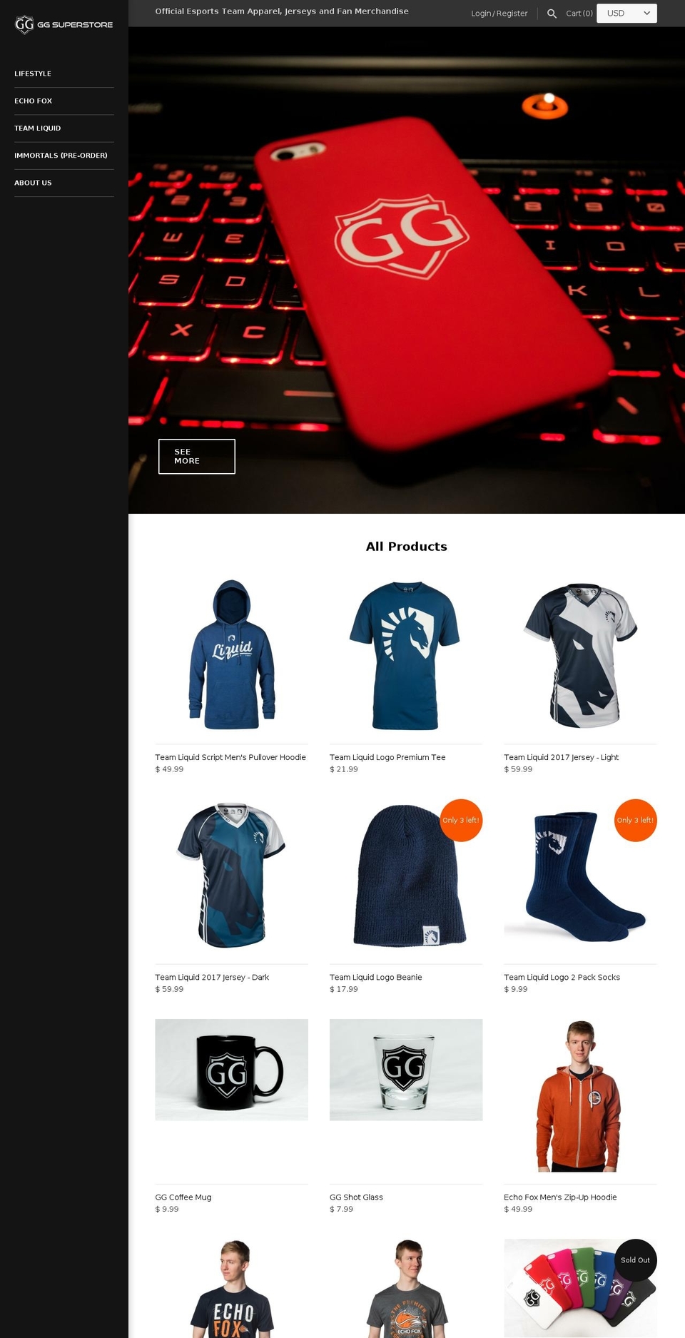 ggsuperstore.com shopify website screenshot