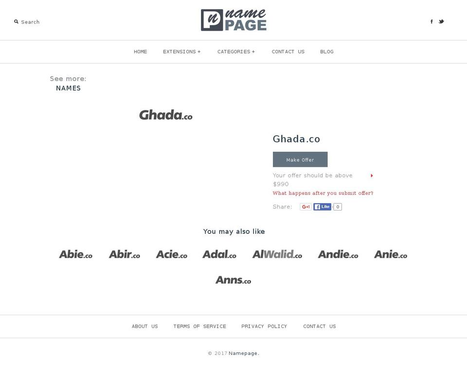 ghada.co shopify website screenshot