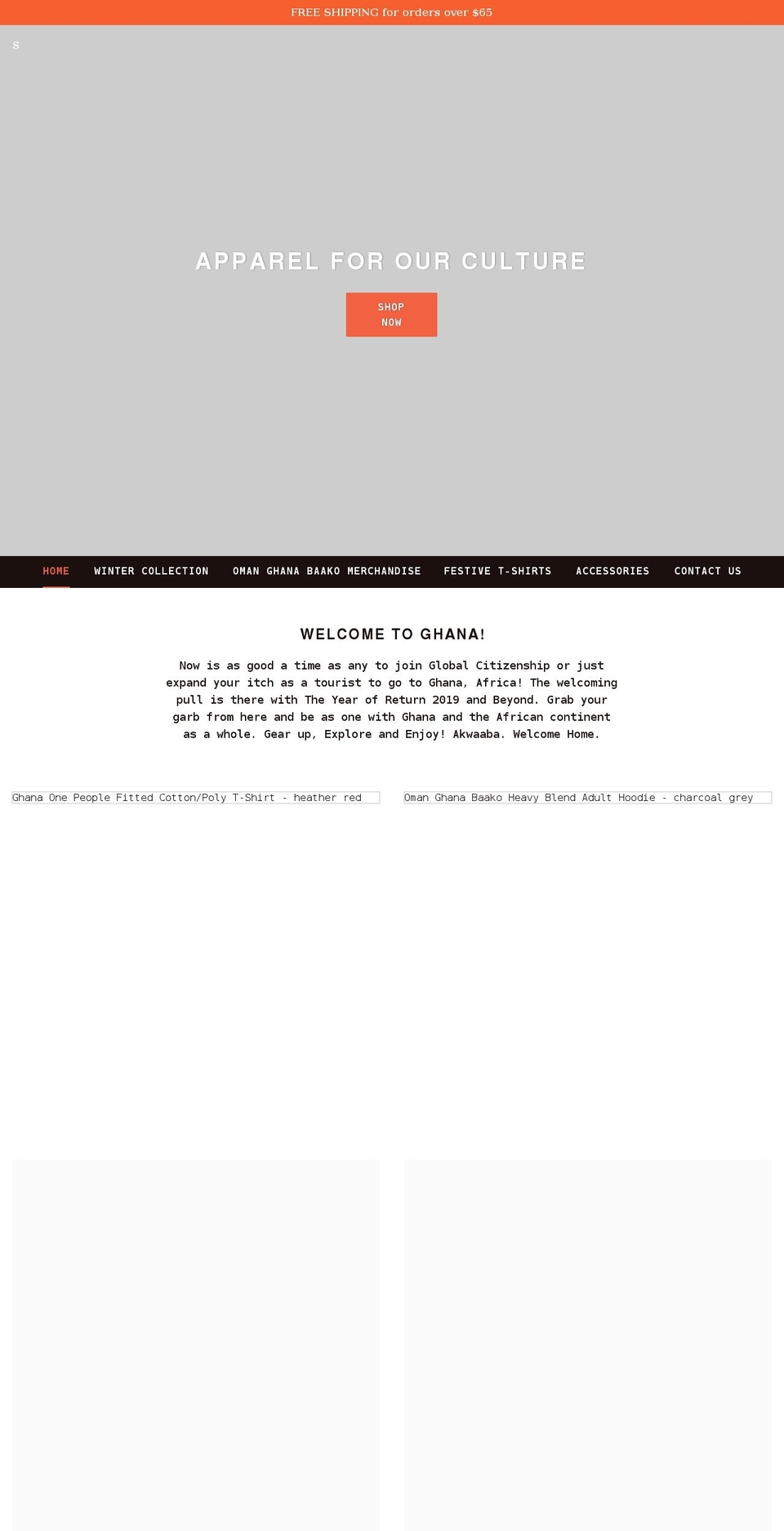 ghanapanafricantees.com shopify website screenshot