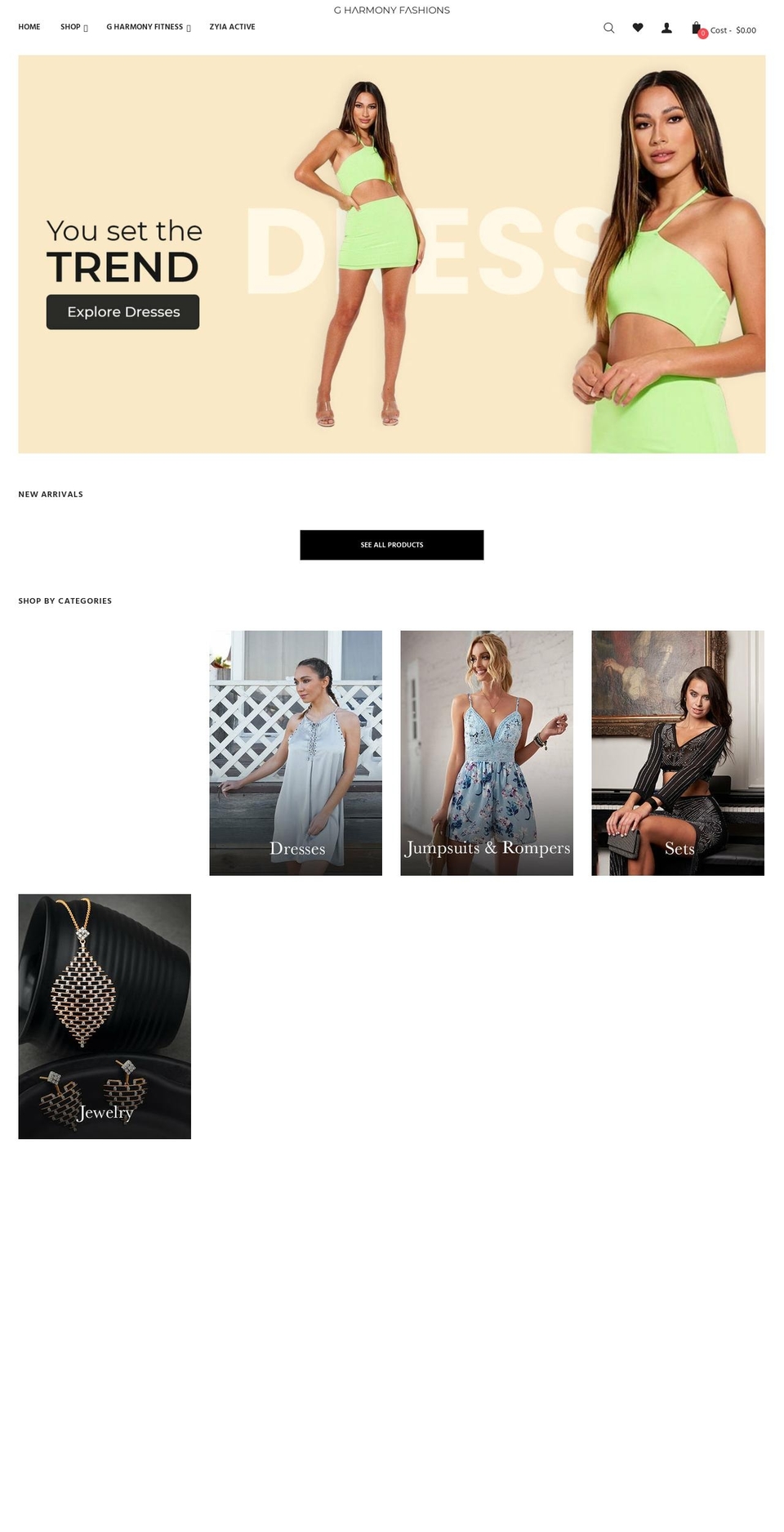 gharmonyfashions.com — Shopify storefront screenshot
