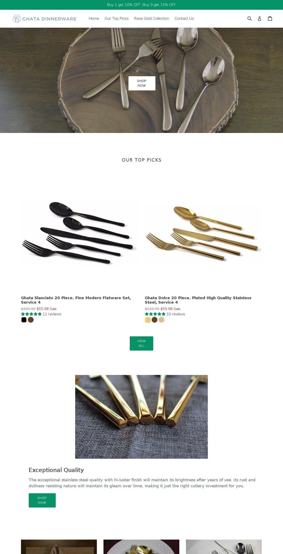 ghatadinnerware.com shopify website screenshot