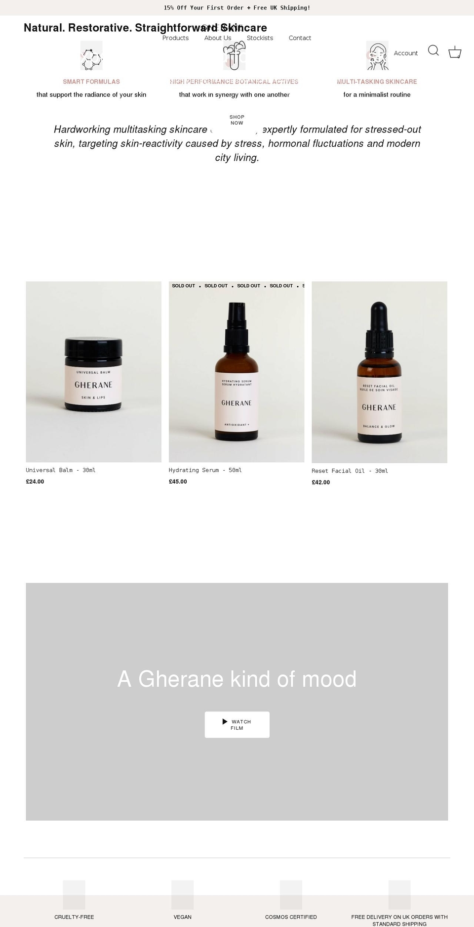 gherane.com shopify website screenshot