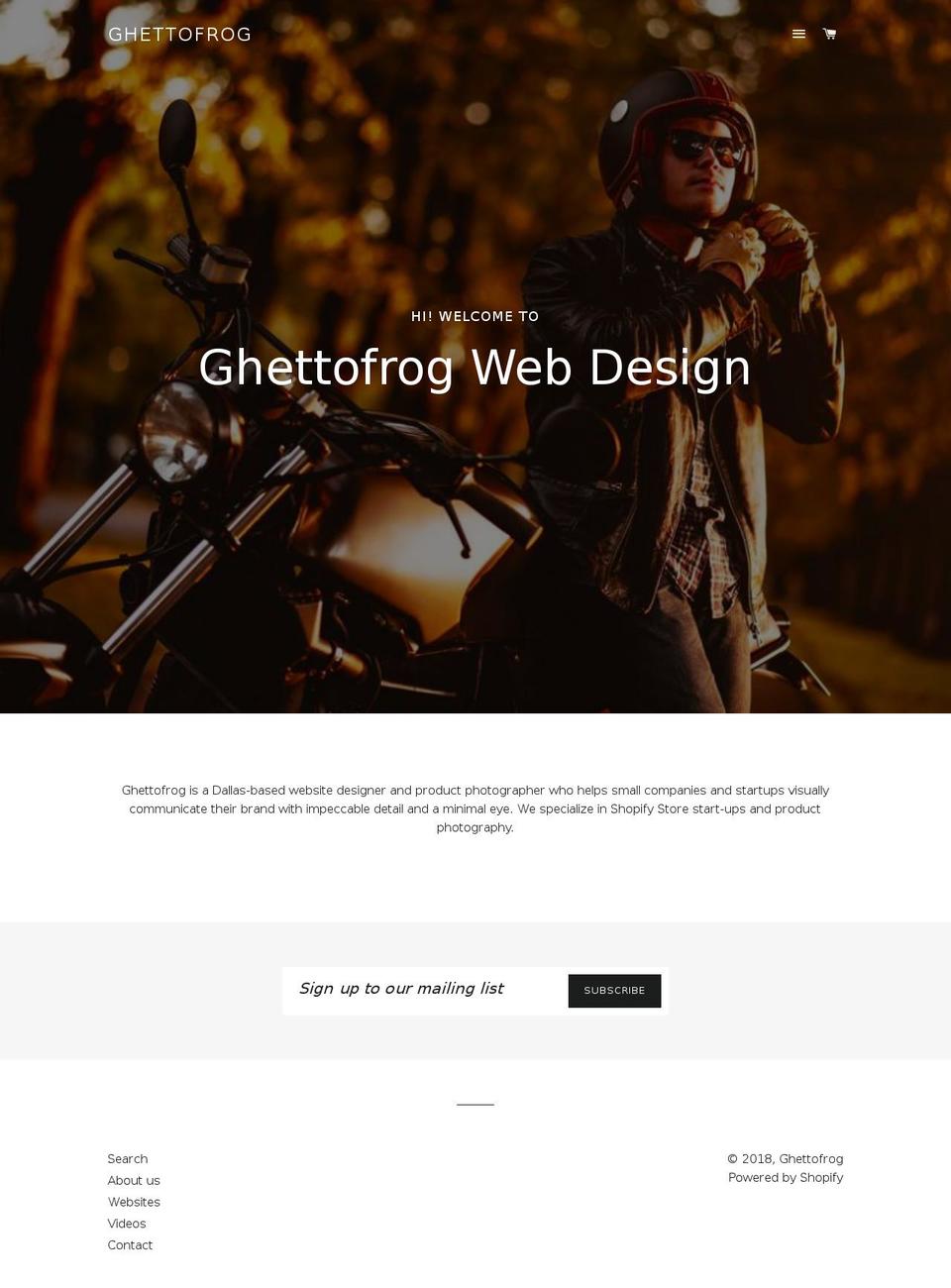 ghettofrog.com — Shopify storefront screenshot