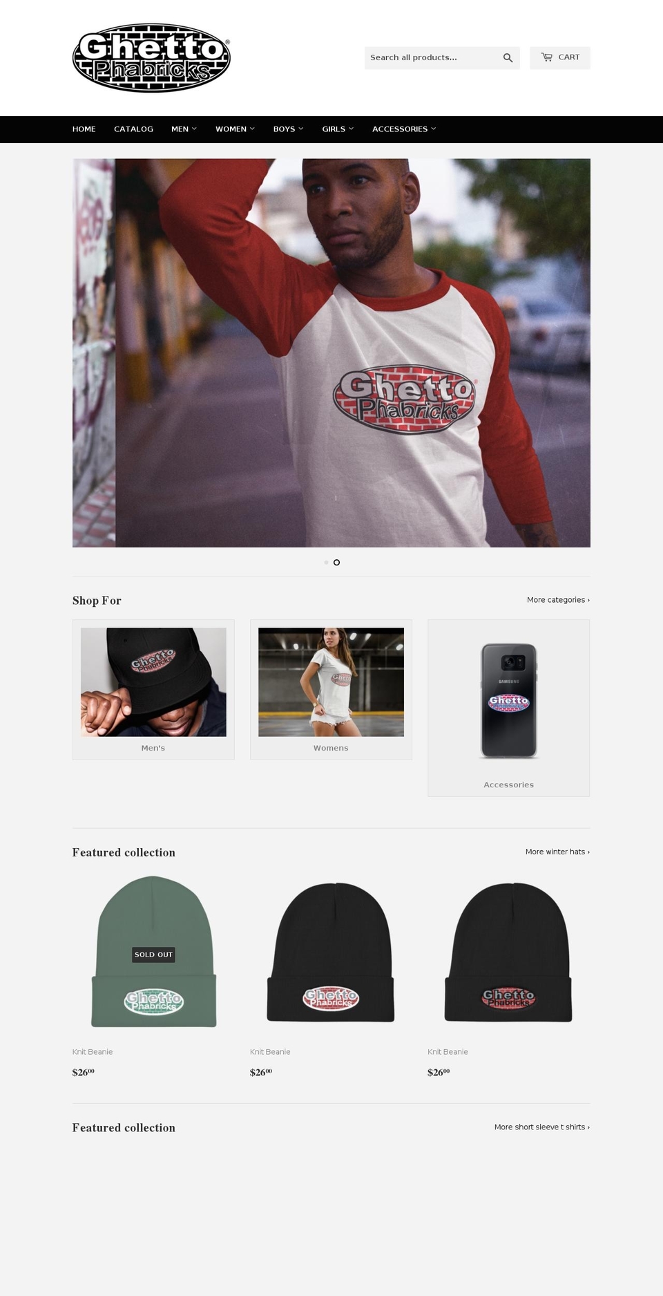 ghettophabricksclothing.com — Shopify storefront screenshot