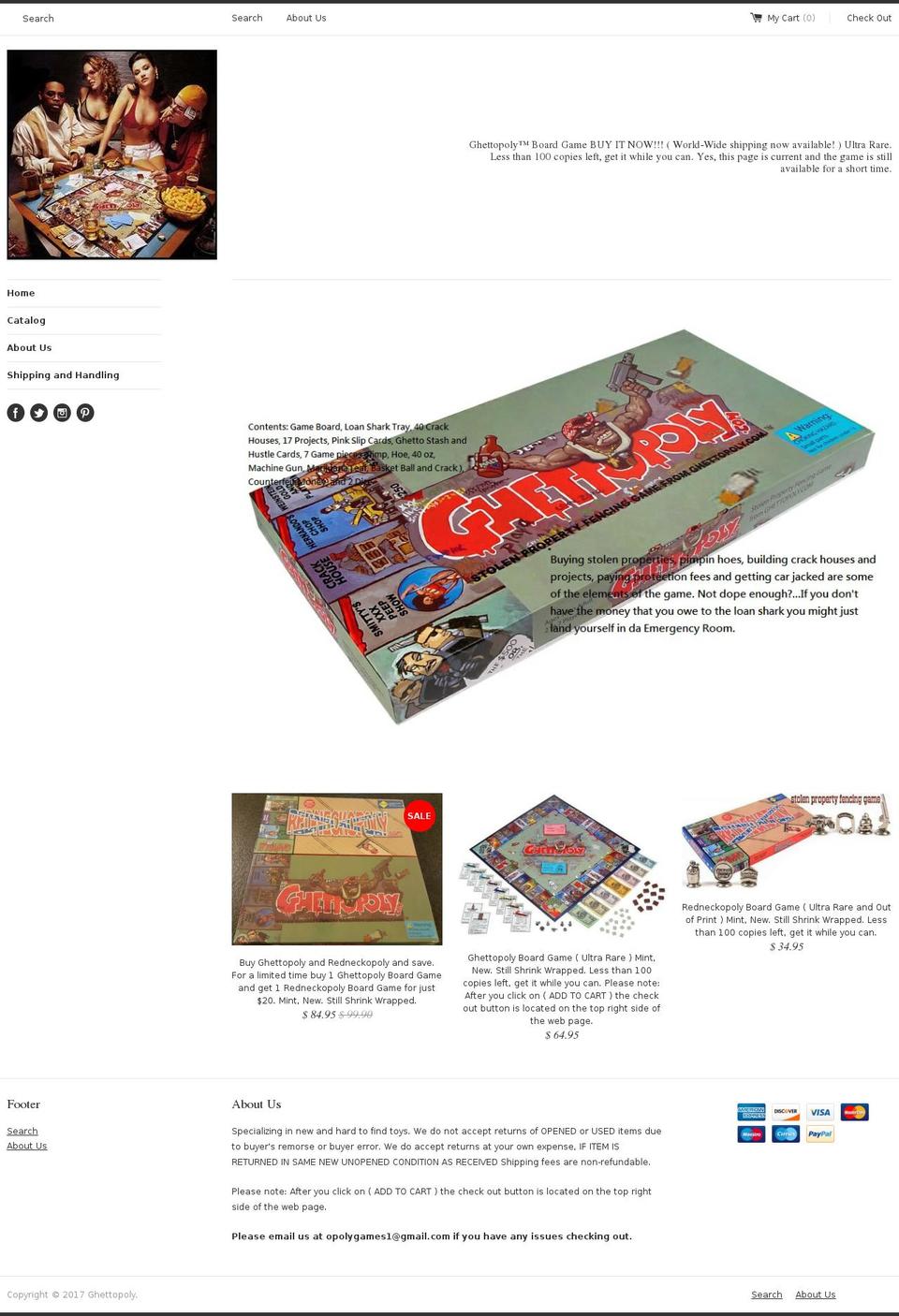 ghettopoly.com shopify website screenshot