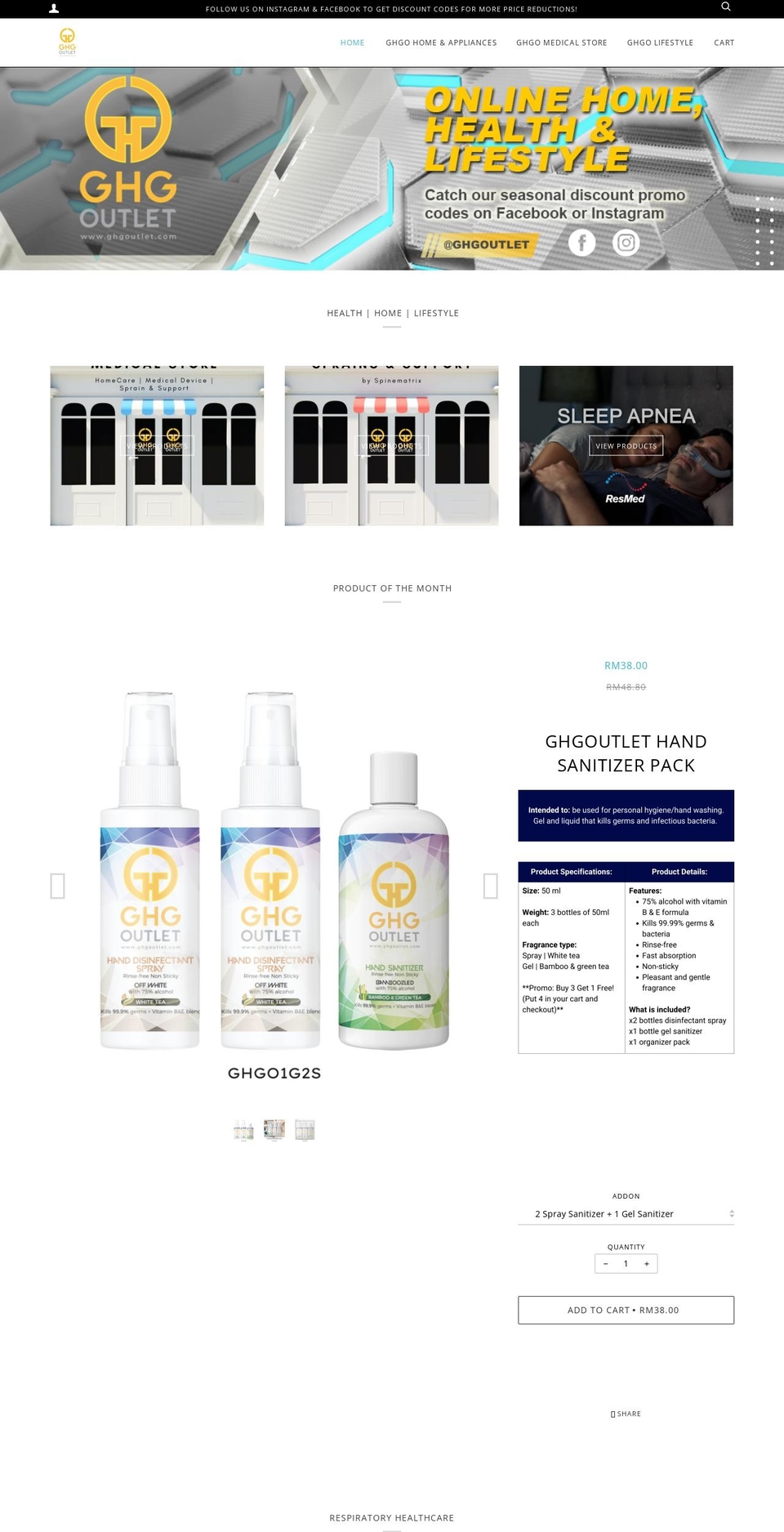 ghgoutlet.com — Shopify storefront screenshot