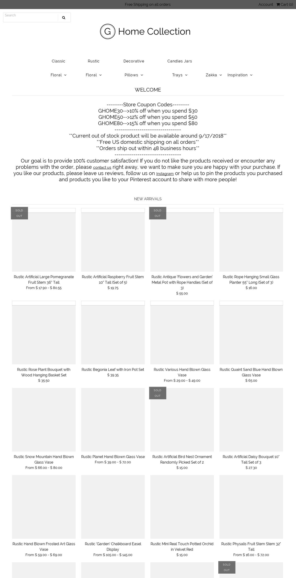 ghomecollection.com shopify website screenshot