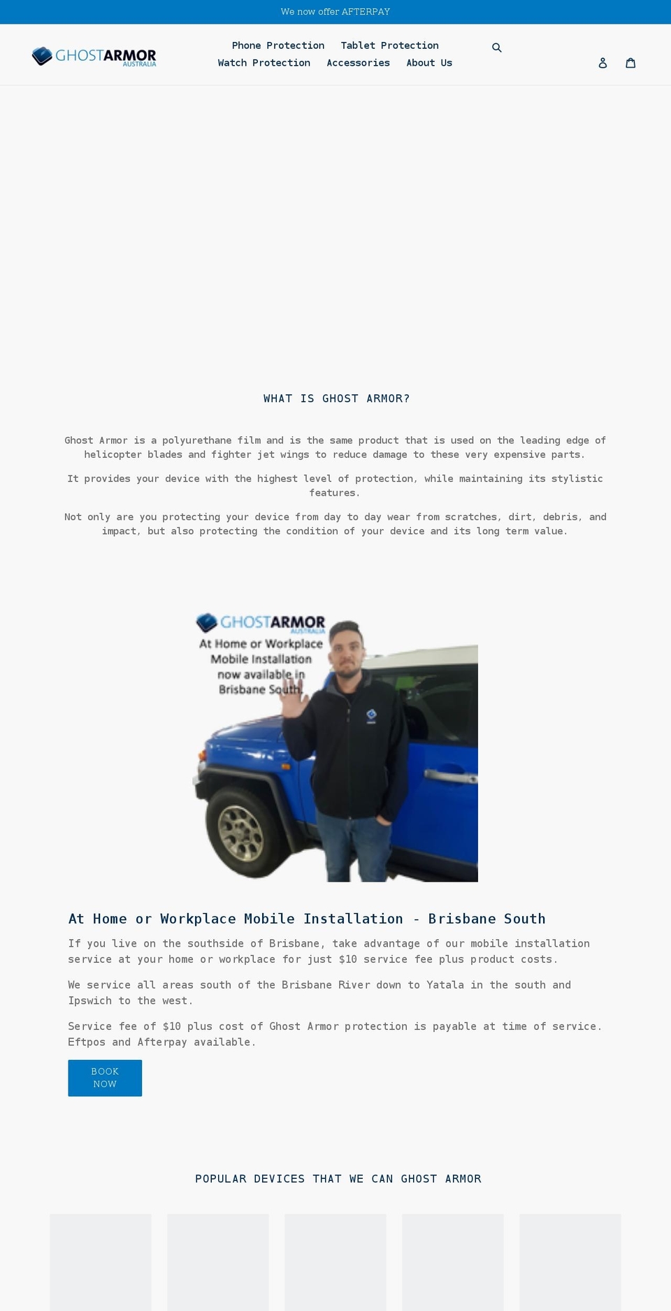 ghostarmor.net.au shopify website screenshot