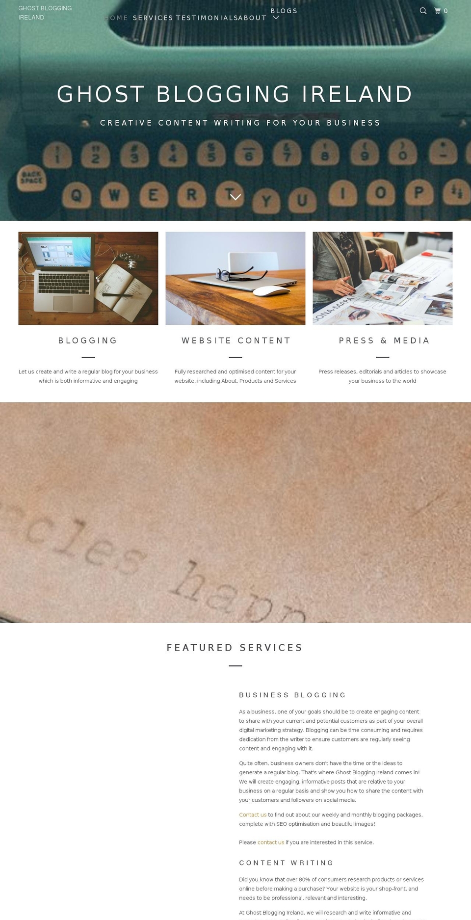 ghostbloggingireland.com — Shopify storefront screenshot