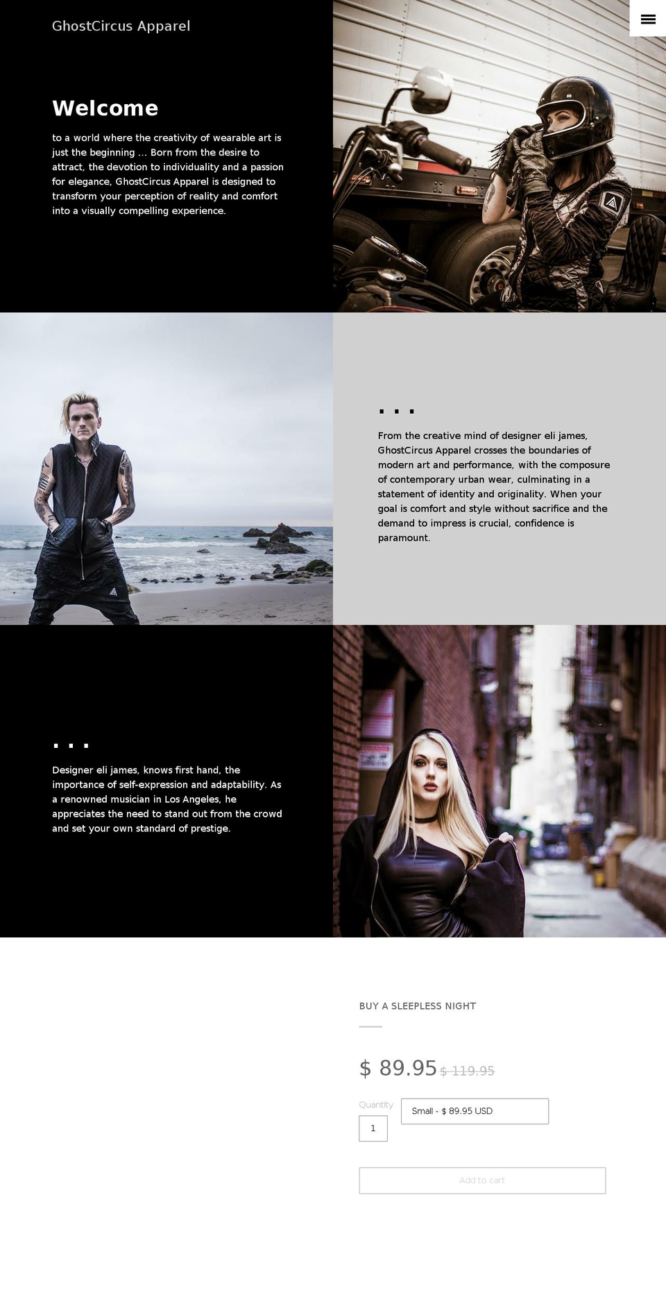 ghostcircusapparel.com shopify website screenshot