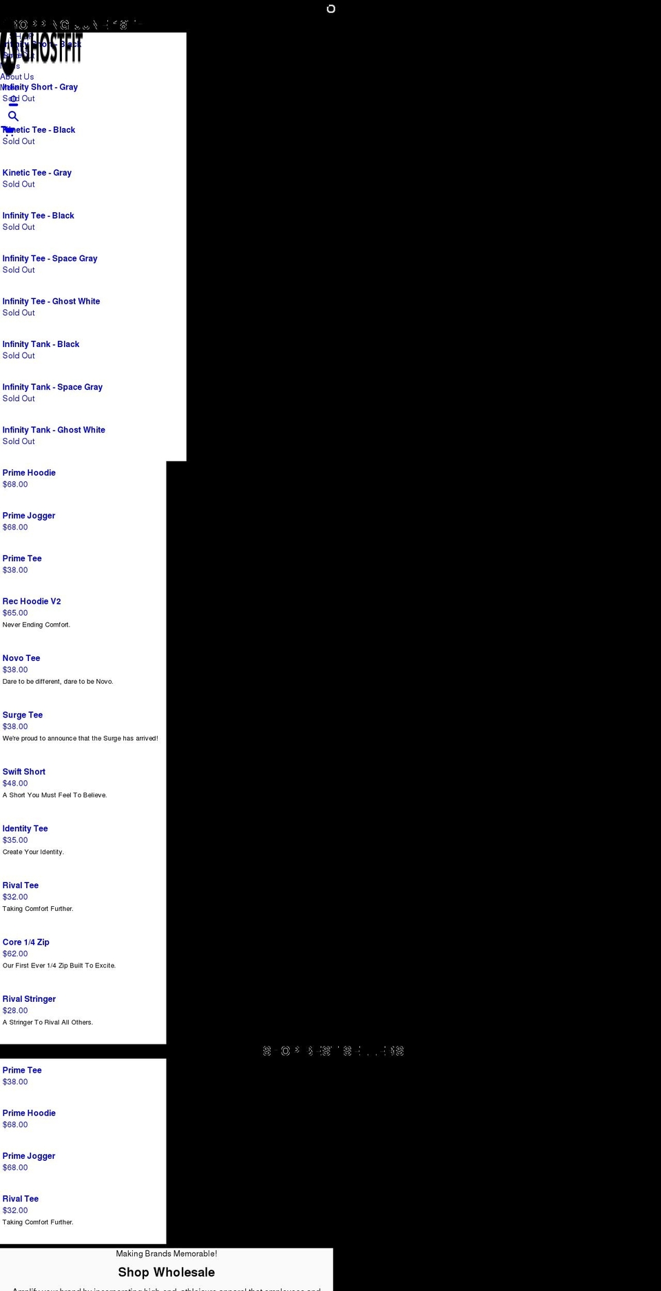 ghostfitapparel.com shopify website screenshot