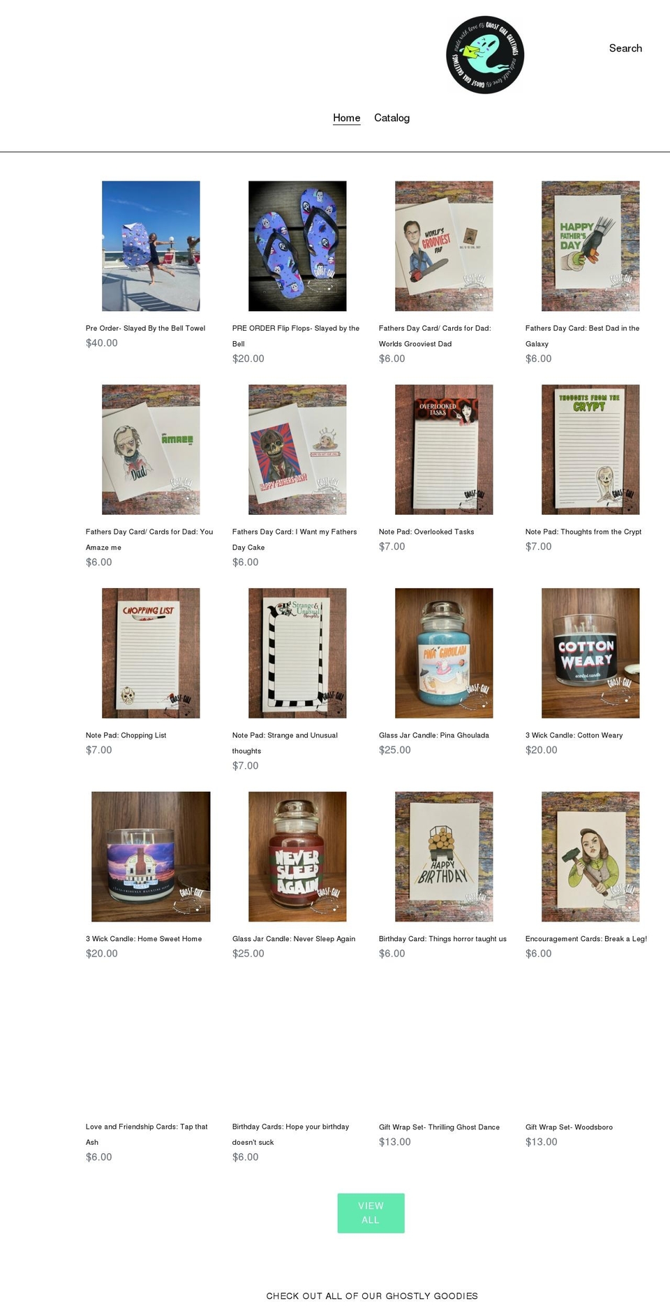 ghostgirlgreetings.com shopify website screenshot