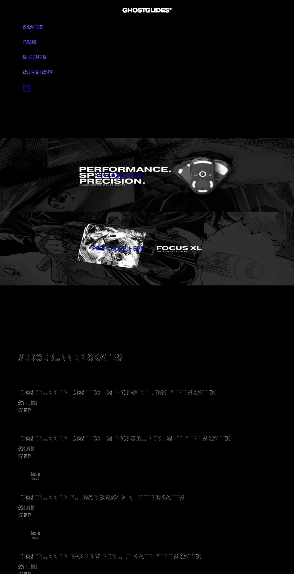 ghostglides.com shopify website screenshot
