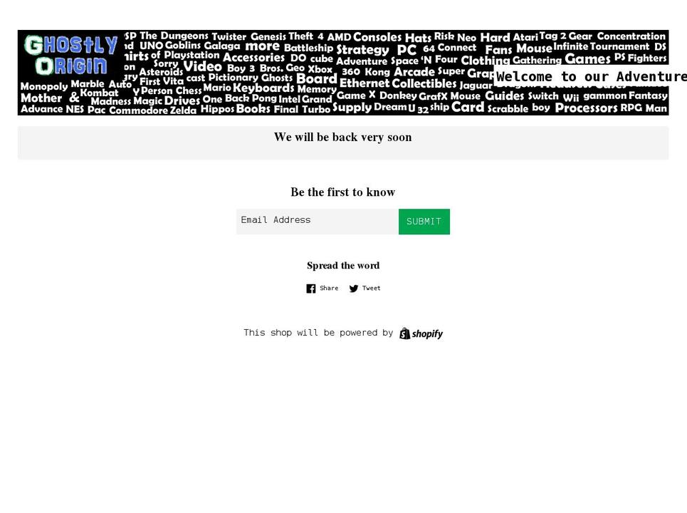 ghostlyorigin.com shopify website screenshot
