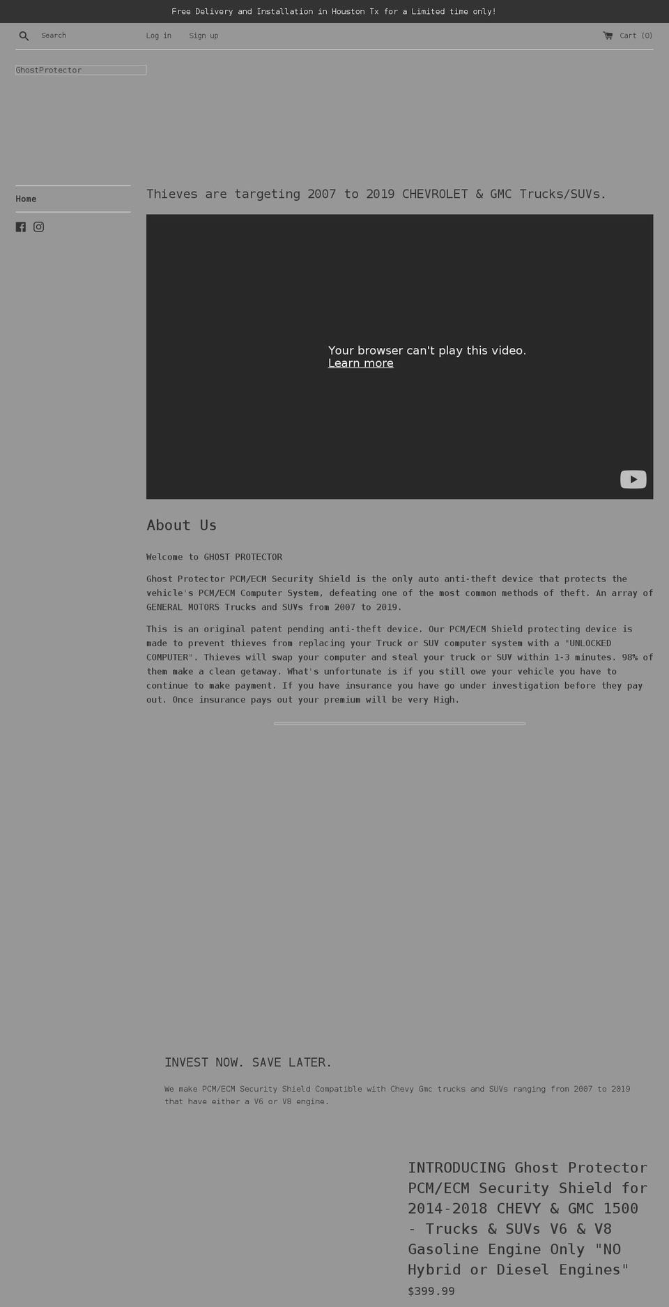 ghostprotector.net shopify website screenshot