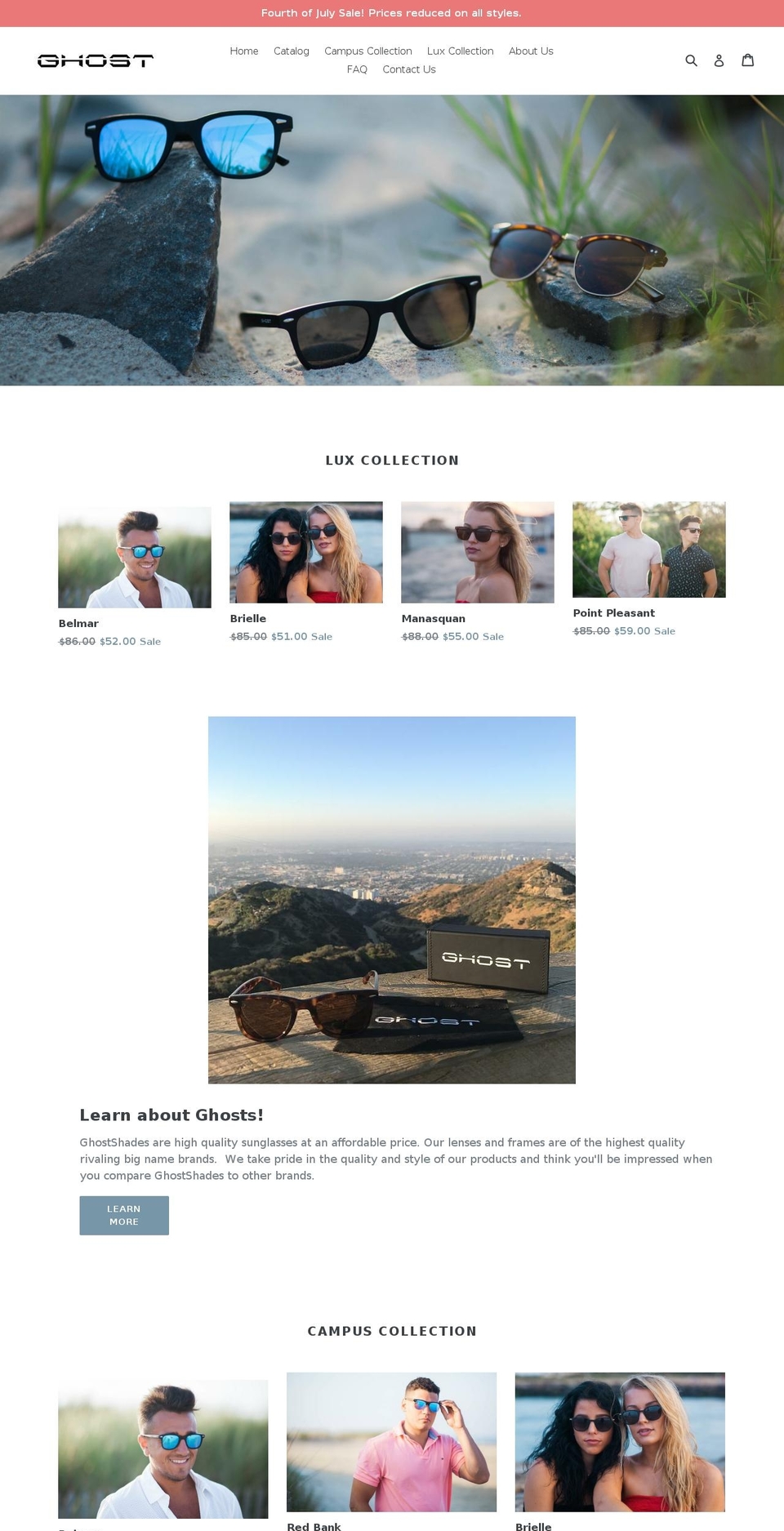 ghostshades.com shopify website screenshot