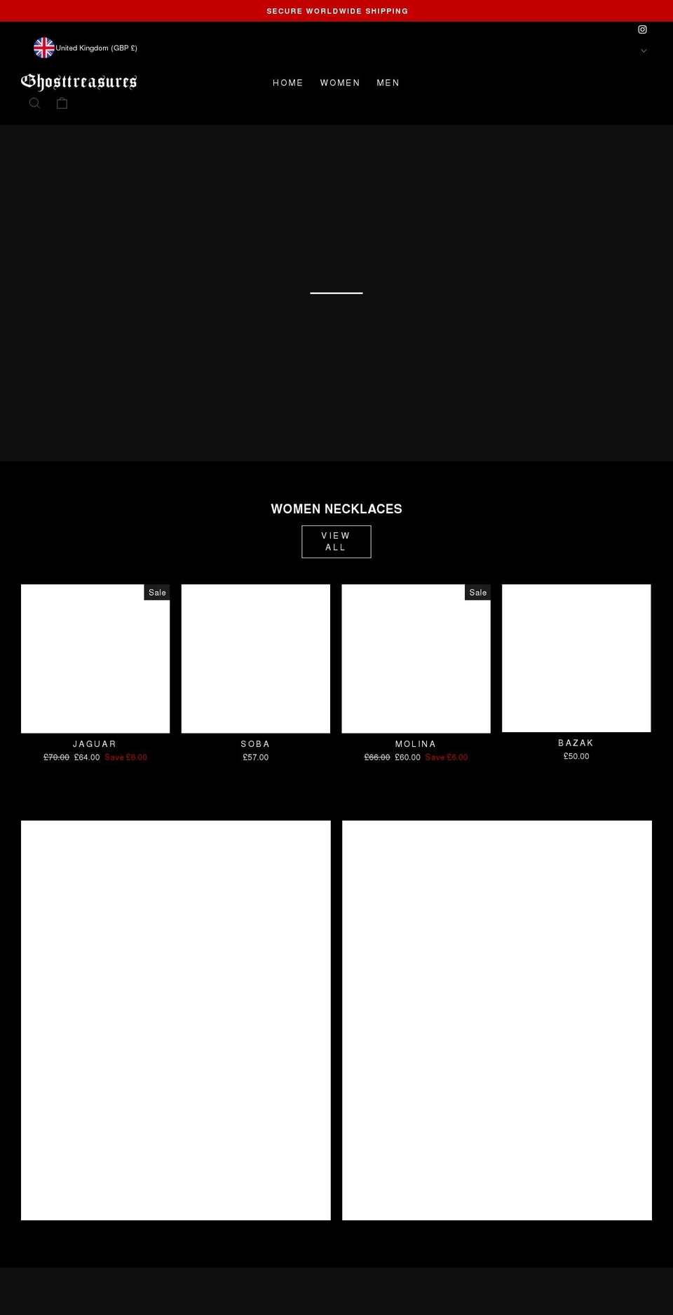 ghosttreasures.com shopify website screenshot