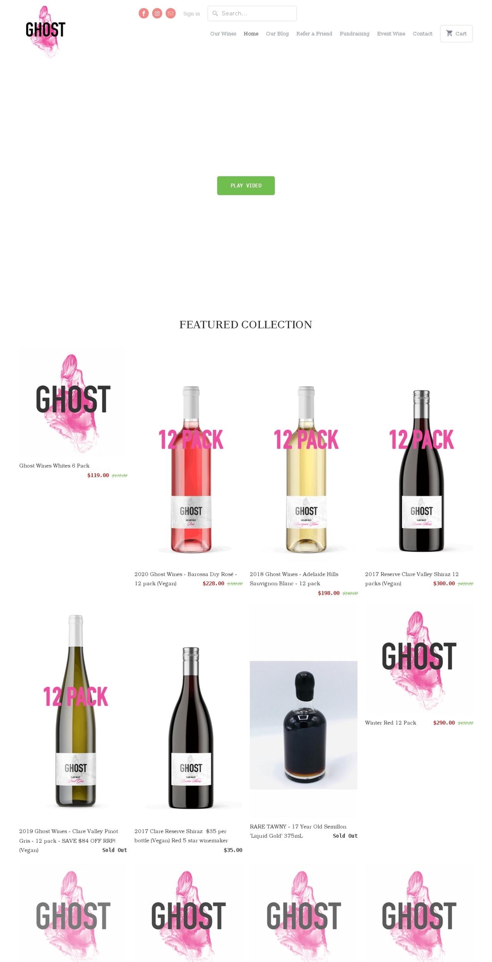 ghostwines.com.au shopify website screenshot