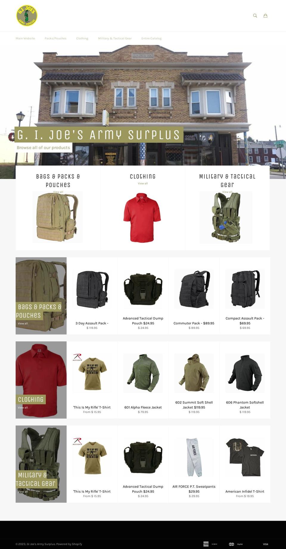 gi-joes-army-surplus.myshopify.com shopify website screenshot