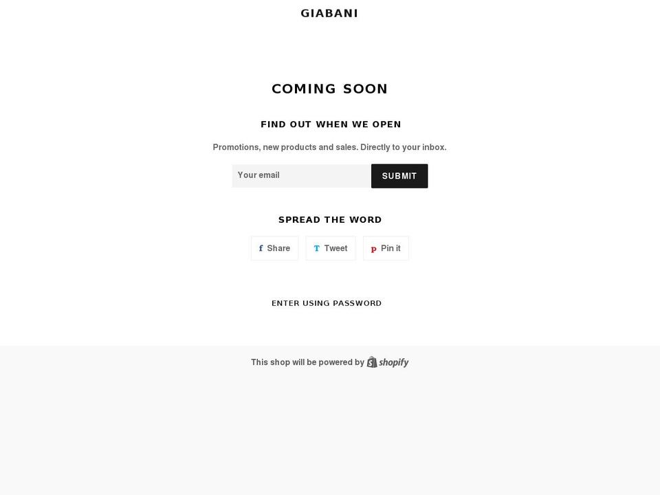 giabani.com shopify website screenshot