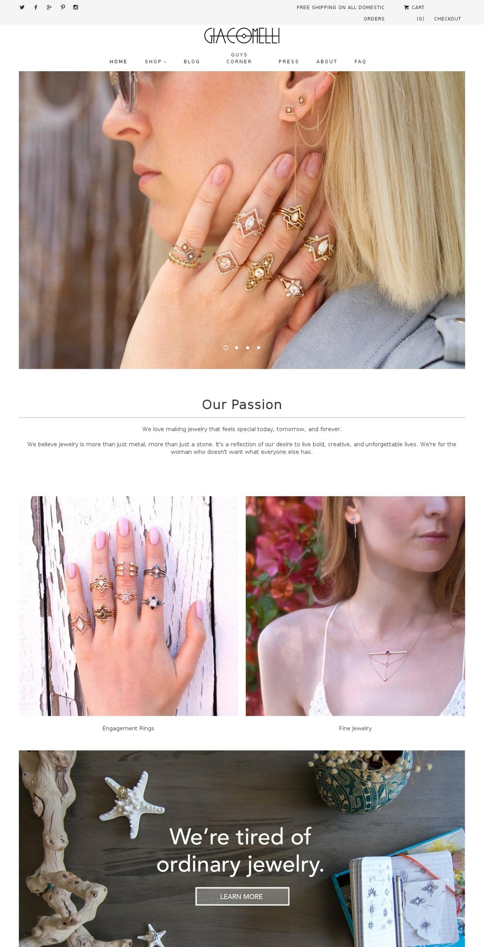 giacomellijewelry.com shopify website screenshot